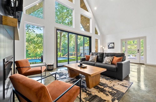 Mid America House | Modern A-Frame Cabin with Pool and Lake Access