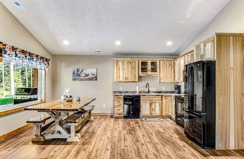 Conover House | Modern dog-friendly cabins with hot tub, fireplace, patio, grill, central AC, & W/D