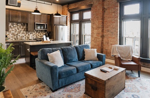 Troy Apartment | Modern Downtown Troy Loft 2BR, Brick & Style