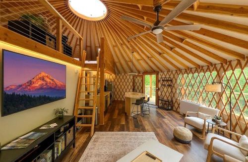 Carson Other | Modern Forest Yurt with Firepit & Skylit Dome near Carson, Washington