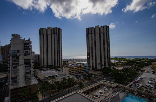 McCully - Moiliili Apartment | Modern hotel room with ocean views. Gorgeous views and two full beds.