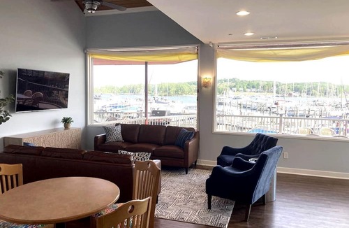 Macatawa House | Modern Lakefront Loft with Private Deck at Eldean Shipyard near Macatawa, Michigan