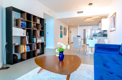 Town Square Condo | Modern Luxe Smart Condo w/Workspace, Pools, Gym, Parking