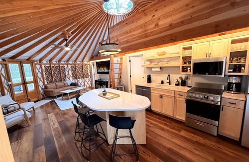 Carson Cabin | Modern Luxury Yurt with Firepit Table & Skylit Dome near Carson, Washington