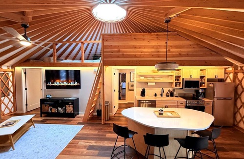 Carson Cabin | Modern Luxury Yurt with Firepit Table & Skylit Dome near Carson, Washington