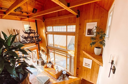 Morrisville House | Modern Post & Beam near Stowe Village with Mountain Views and Private Waterfall