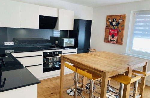 Grettstadt Apartment | Modern studio apartment (110 sqm) with balcony and four bedrooms