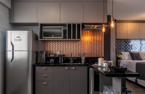 Osasco Apartment | Modern studio apartment with queen-size bed in Cityplex Osasco.
