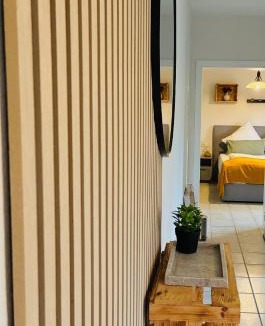 Platten Apartment | Modernes Apartment "Rebennah" Küche, Top Anbindung für Urlaub & Beruf