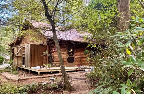 Sautee Nacoochee Cabin | Moonlight Creekside Honeymoon Adult Only Cabin accepts small pups up to 20 lbs