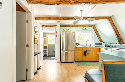 Hemlock Valley Cabin | Mountain side mid-century 70's A-frame with wood fire & hot tub