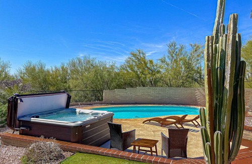 The Foothills House | Mountain view escape with an enclosed yard, pool, hot tub, grill, & AC - dogs ok