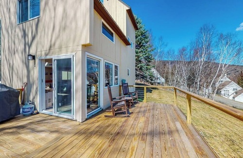 Warren House | Mountain-view home with new deck, fireplace, & shared pool - walk to lifts
