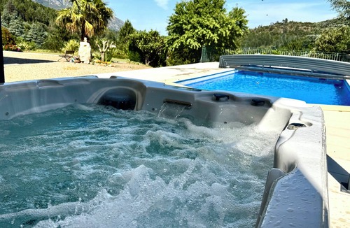 Olargues Apartment | Mountain views with Heated pool and optional Jacuzzi. South of France