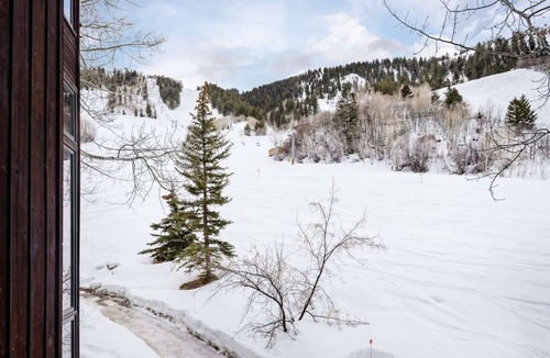 Aspen Condo | Mountainside Aspen Retreat! Balcony Views, Gas FP, W/D, Pool/Hot Tub & Garage Parking
