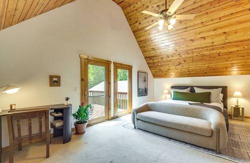 Amery House | New Listing! Timber Ridge Lake House is a private home in Amery Wisconsin on Lake Wapogasset/Bear Trap. The home balances the warmth of a large A-Frame with modern decor and finishes providing a serene stay with woods and lake views.