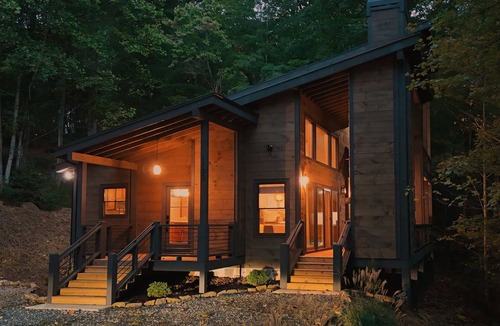 Foxfire Estates Cabin | New Luxe Treetop Cabin Hot tub Near DT