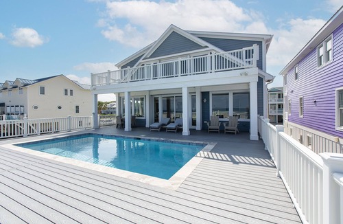 Kure Beach House | NEW! Ocean Front luxurious 6 bedroom home Pool, Elevator, and on the Beach!