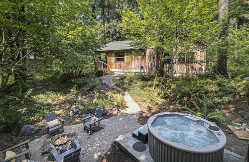 Rhododendron Cabin | NEW! Wy'East Cabin!100 year old cedar cabin nestled in the wooodland of Mt. Hood