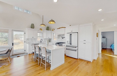 Campground Landing House | Newly built, bayview house steps from the beach with spacious deck, W/D & grill