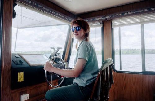 Babbitt Boat Rental | Nimble Angler’s Two-Sleeper Houseboat with Water Slide and 360° Fishing Access Near Babbitt, MN