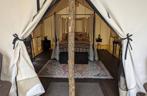 Salmon Bed & Breakfast | No Fees! Riverfront Glamping Tent on Mini Donkey Ranch!