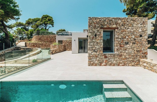 Votsi Villa | Ocean-front villa, private pool in Alonissos island, Greece. Panoramic sea view.