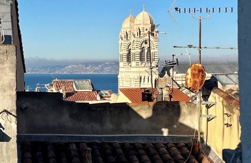 Quartier du Panier Apartment | Panier Duplex — Terrace with Panoramic View of the Sea and the Rooftops of Marseille