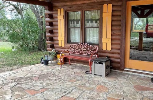 Mico Cabin | Peaceful and Pet Friendly Log Cabin near Medina Lake, Perfect for a Texas Hill Country Getaway