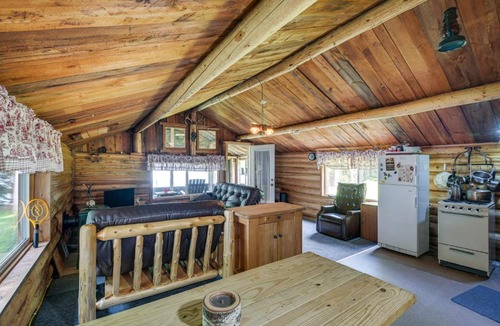Island Falls House | Peaceful Lakefront Cabin Getaway: Dock, Fire Pit!
