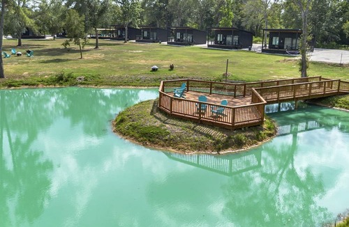 Waller House | Peaceful Luxury Bungalow Getaway with Pool, Goats & Firepits near Houston in Hempstead, Texas