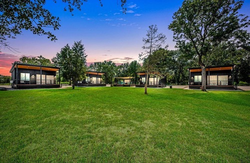 Waller House | Peaceful Luxury Bungalow Getaway with Pool, Goats & Firepits near Houston in Hempstead, Texas