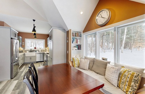 Newfane House | Peaceful riverfront house, dog-friendly, woodstove, decks, bbq, firepit, dock