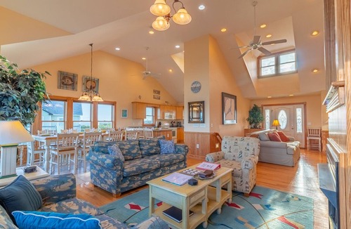 Avon House | Pet friendly Hatteras Island home with private pool, hot tub, and sound views