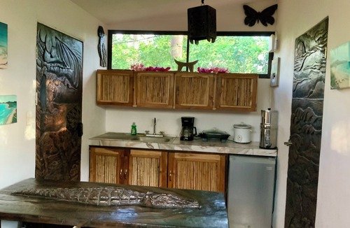 Avellanas Beach Apartment | Playa Avellanas Hand-Carved Casita Walk to Beach Private Jungle Stay