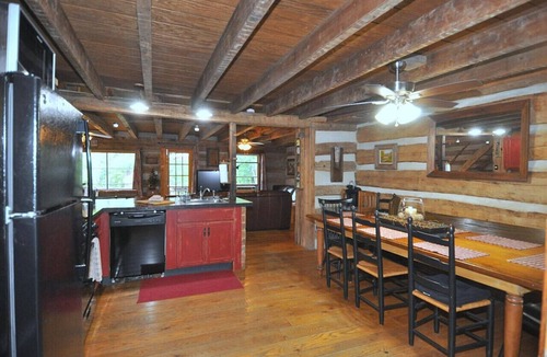 Berkeley Springs House | Pondview Cabin - pond, log cabin, wifi, screen porch, deck, hiking, king bed
