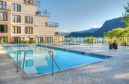 Sicamous Condo | Pool View, West Lakeview 5th Floor condo with boat slip, gym and steam room