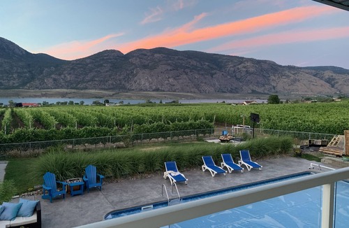 Osoyoos Apartment | Poolside Suite Surrounded by Vineyard & Orchard