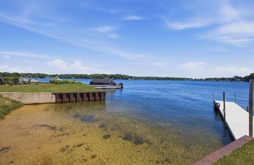 Sister Lakes House | Private Beach, Dock & Sunset Lake Days with Fire Pit Near St. Joseph Beach Town