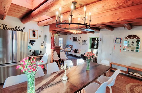 Embudo House | Private Beach on Rio Grande Adobe Historical Artist Family Home near Ski Valley