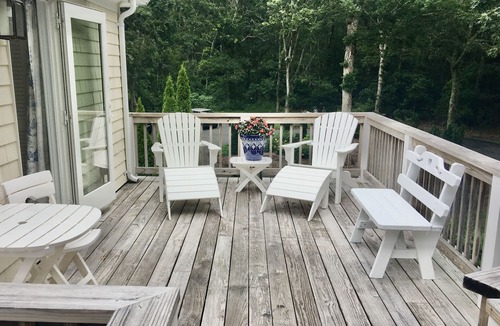 Marstons Mills House | Private entrance suite upstairs: bedroom, TV room, office, bathroom, large deck.