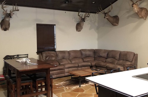 Harper Cabin | Private lodge in Harper, Tx w/Outdoor fireplace & covered patio Family friendly