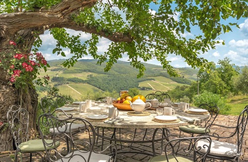 Radda in Chianti Villa | Private Villa with hot tub, WIFI, private pool, TV, patio, panoramic view, close to Greve In Chianti