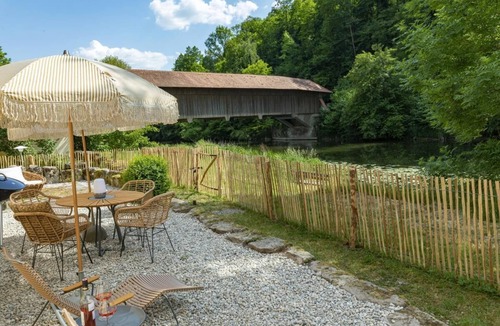 Langenburg House | Pure Jagst vacation home, dream location by the river with fireplace room and infrared cabin