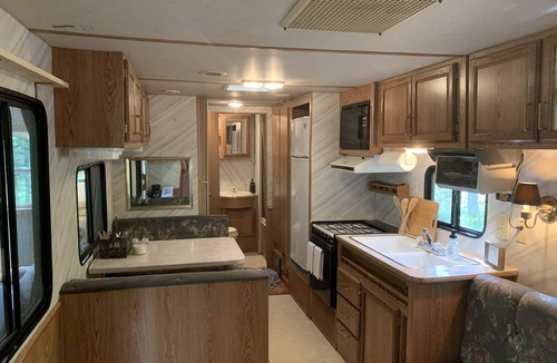 Campbellsport RV Rental | Quiet and Secluded CamperCabin at Camp Northern Lights