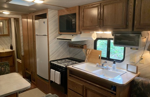 Campbellsport RV Rental | Quiet and Secluded CamperCabin at Camp Northern Lights