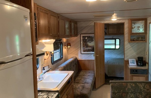 Campbellsport RV Rental | Quiet and Secluded CamperCabin at Camp Northern Lights