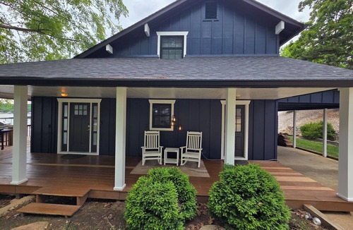 Sunrise Beach House | Rare level lot with boat launch on site. Wood burning fireplace. Dog friendly.