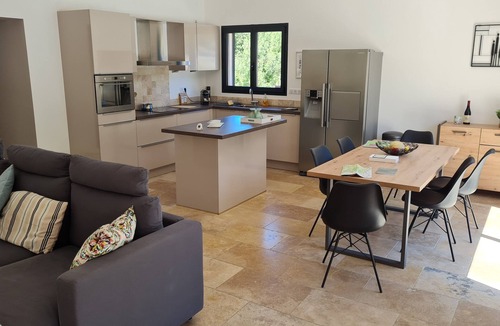 Barjac Villa | Recent villa with air conditioning and private pool on the heights of Barjac