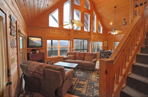Bryson City House | Red Roof-Cozy Cabin with Great Views, Hot Tub and near Bryson City
